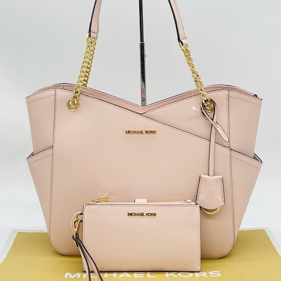 Michael Kors Handbags - Michael Kors Large X Chain Shoulder Tote & Double Zip Wallet Wristlet